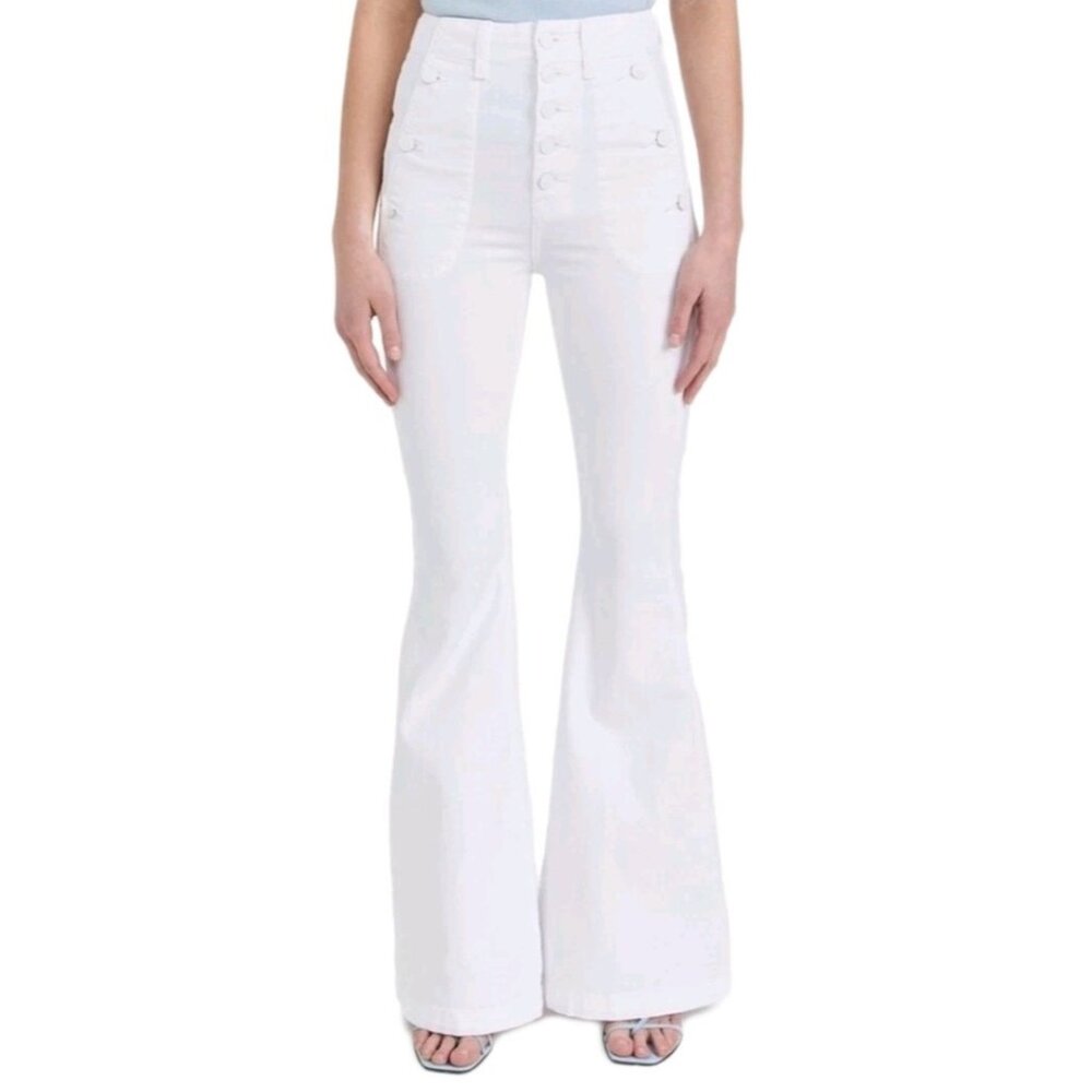 SOLD 7 For All Mankind Portia Megaflare White Stretch Denim Flare Jeans Womens
